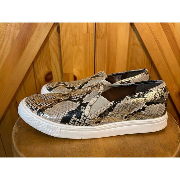 Steve Madden Womens Safary Fabric Faux Snakeskin Rubber Sole Slip Ons 9.5 - Picture 3 of 8